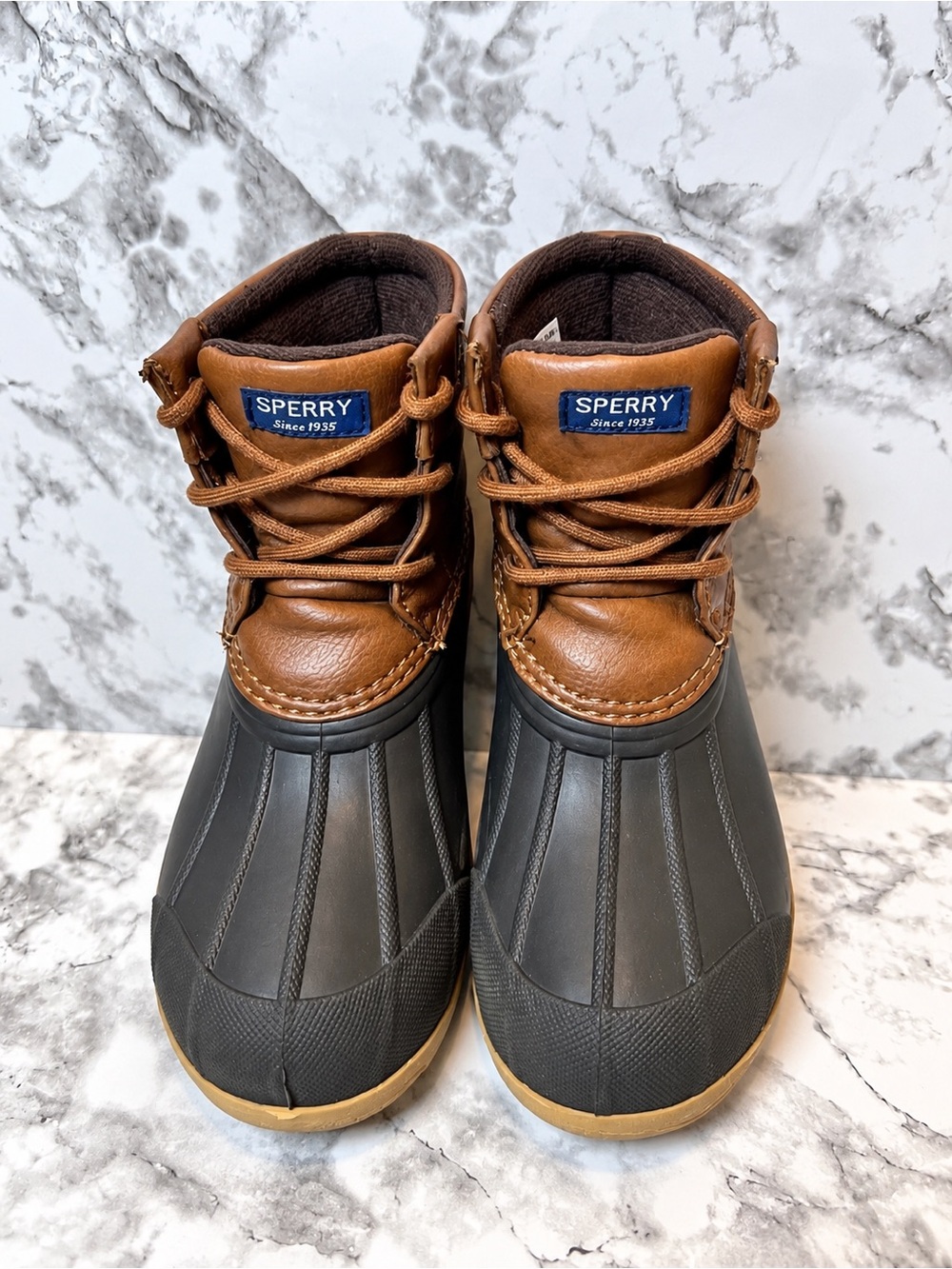 Sperry Port Duck Boots Kids Size 11M Brown Black SCL261491 Rain Boots